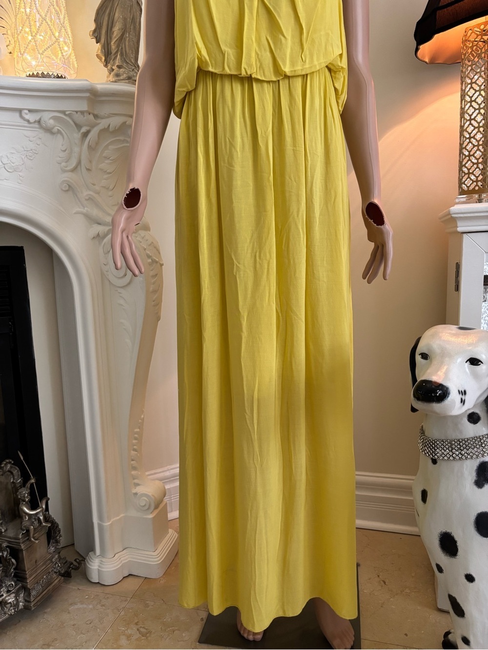 New Collection Viscose Yellow Ruffled Tank Maxi Dress - Picture 3 of 13
